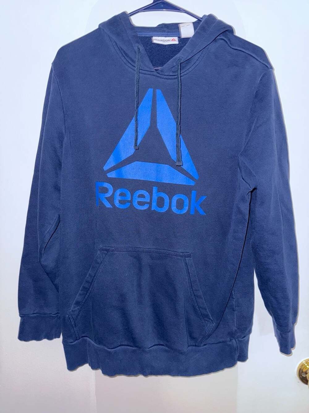 Reebok Men's Blue Delta Logo Fleece Pullover Hoodie